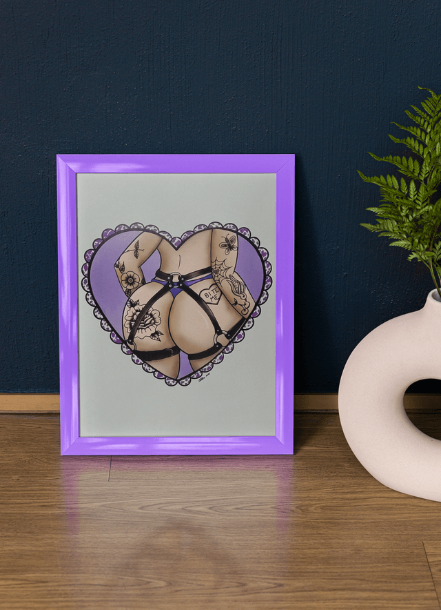 Bite Me Butt Heart A4 Art Print