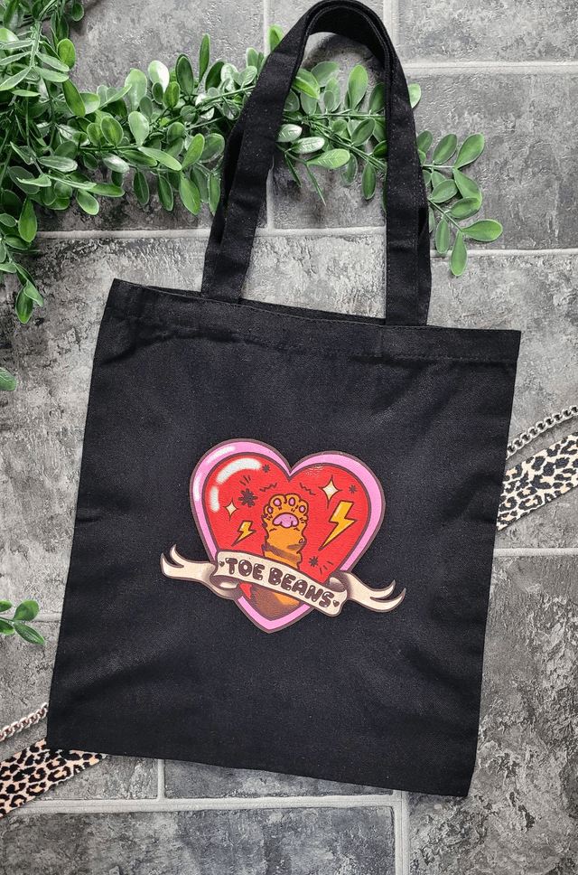 Toe Beans Black Tote Bag