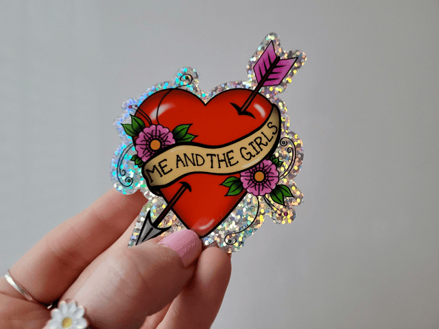 Glitter Me and the Girls Tattoo Heart Vinyl Sticker