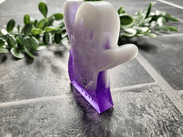 Ghost Ornament - Purple & White Glitter