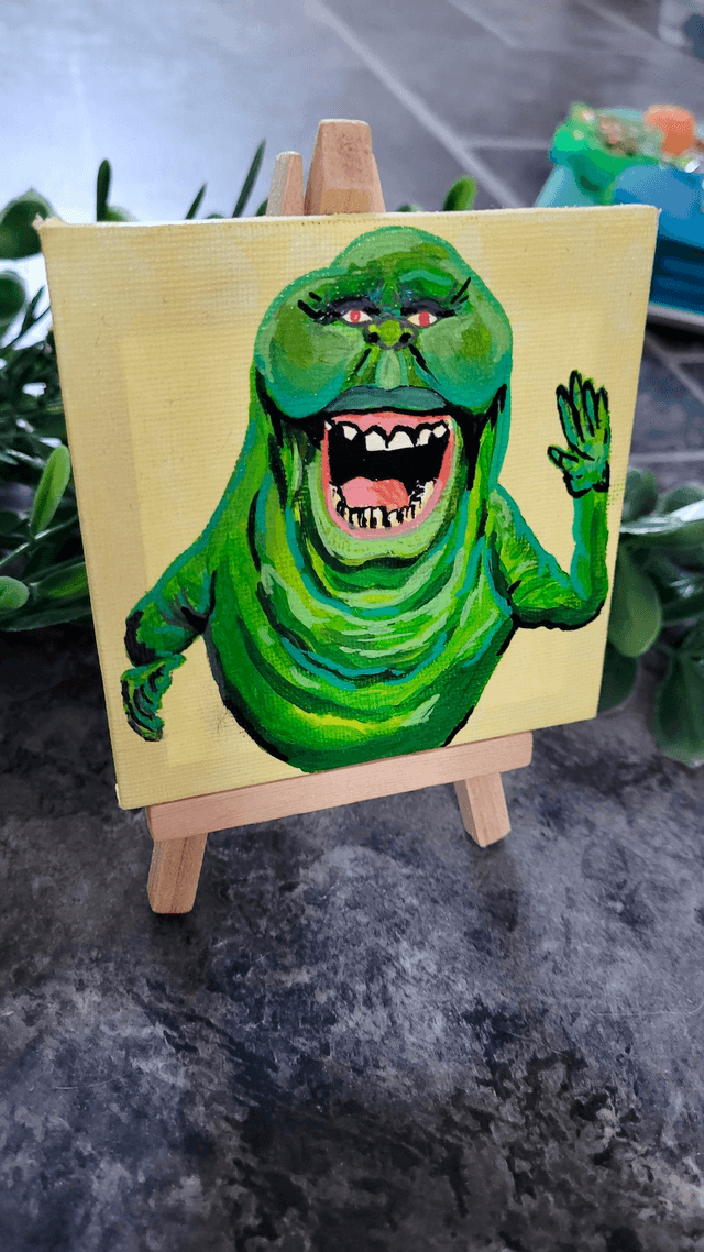 Original Mini Canvas Painting – Slimer - Ghostbusters Fan Art
