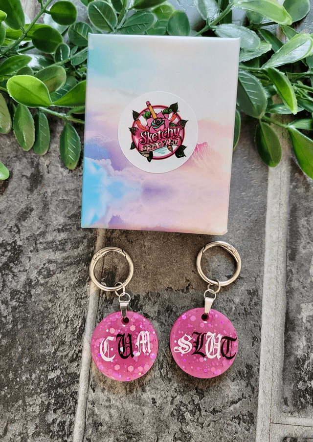 Boot Charms - CUM SLUT Pink Glitter NSFW Boot Charms Pair
