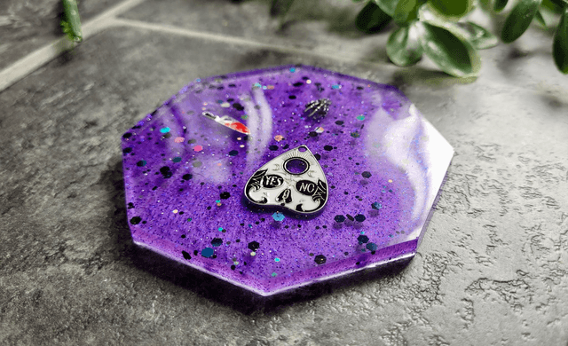 Coaster - Knife, Ouija Planchette, Skeleton, Horror Inspired Purple Coaster 