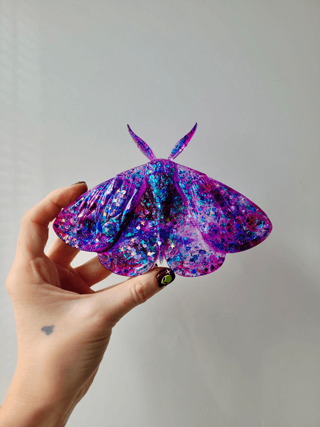 Moth Wall Hanging – Purple & Pink Chunky Glitter