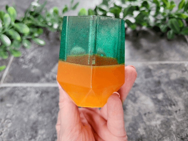 Pencil Pot – Orange & Green Glitter Split