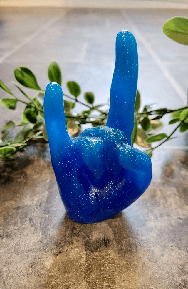 Rock On Hand Ornament – Blue Glitter Ombré Gradient 