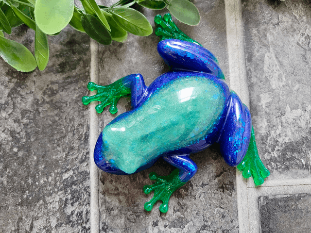 Frog Ornament – Glitter Blue & Green