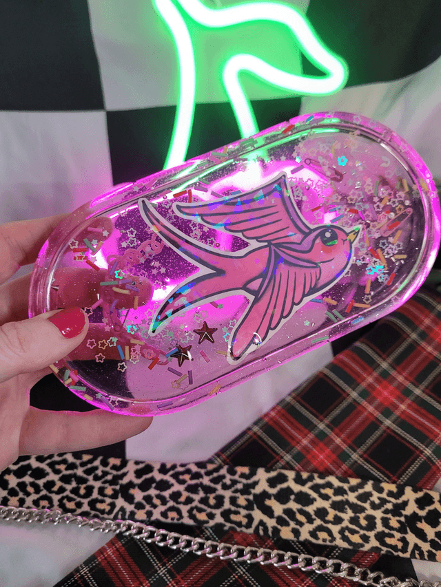 Trinket Tray - Pink Swallow
