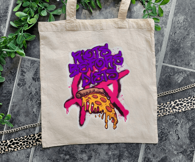 Riots Before Diets Pizza Punk Tote Bag
