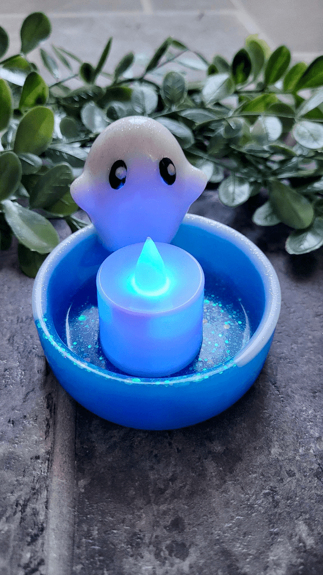 Ghost Trinket Tray Pots / LED candle tealight holder - Various Colours