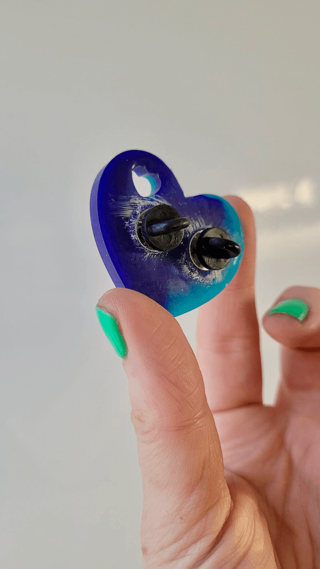 GOOD GIRL Blue Glitter Swirl Heart Resin Pin Badge