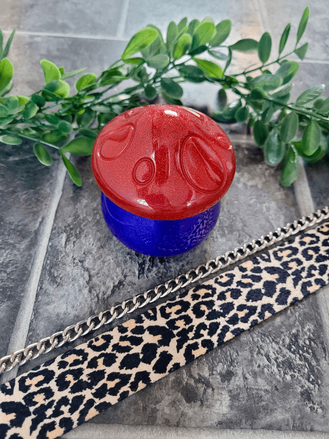Mushroom Trinket Pot – Glitter Red & Blue