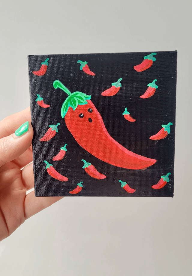 Original Mini Canvas Painting – Spicy Chilli 