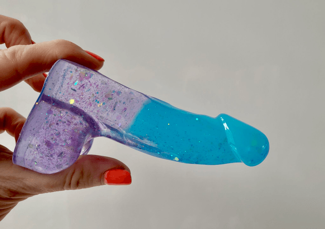 Penis Ornament - Lilac and Blue Teal Glitter - 12cm