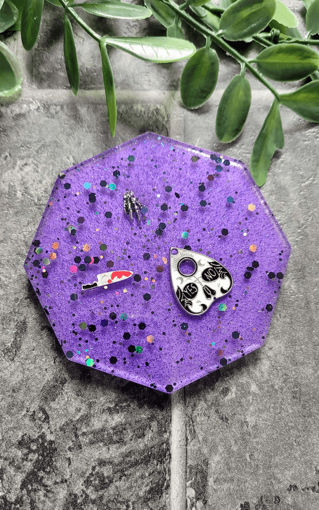 Coaster - Knife, Ouija Planchette, Skeleton, Horror Inspired Purple Coaster 