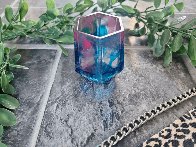Pencil Pot – Bold Blue & Magenta Swirl