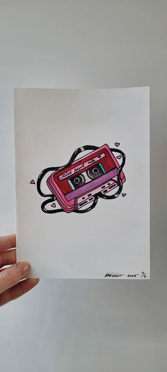 Original Watercolour Painting – A5 - Riot Grrrl Mix Tape