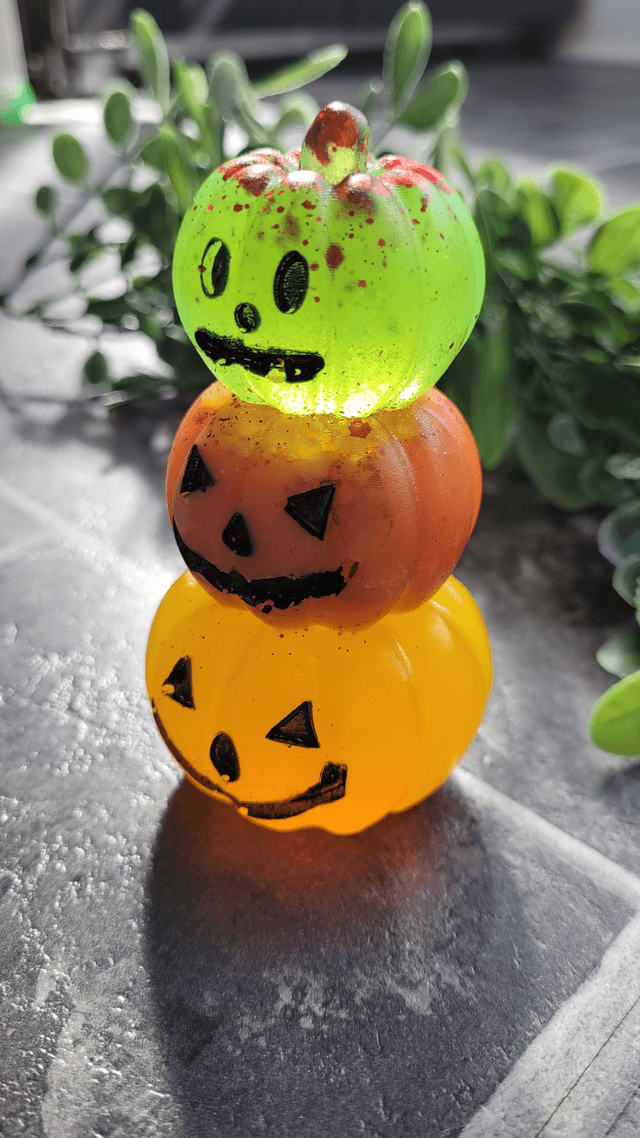 Stacked Pumpkin Ornament - Yellow, Orange, Green