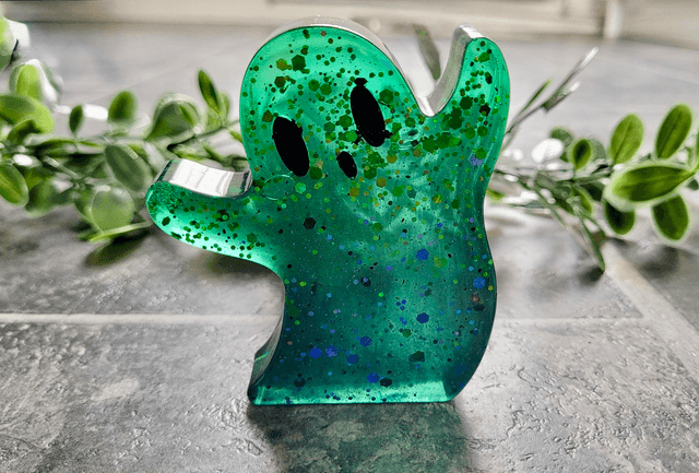 Ghost Ornament - Sprout - Green Glitter
