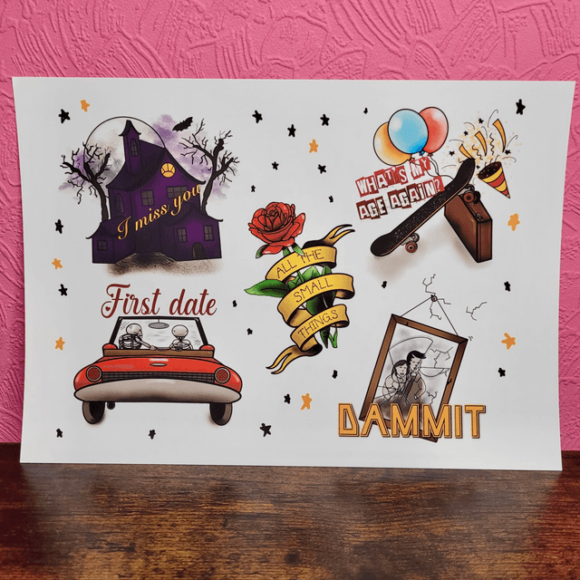 Blink 182 Tattoo Flash A4 Print
