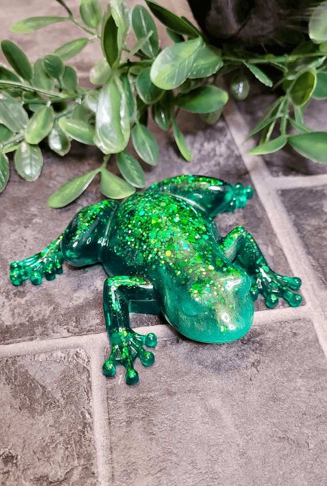 Frog Ornament – Green Glitter
