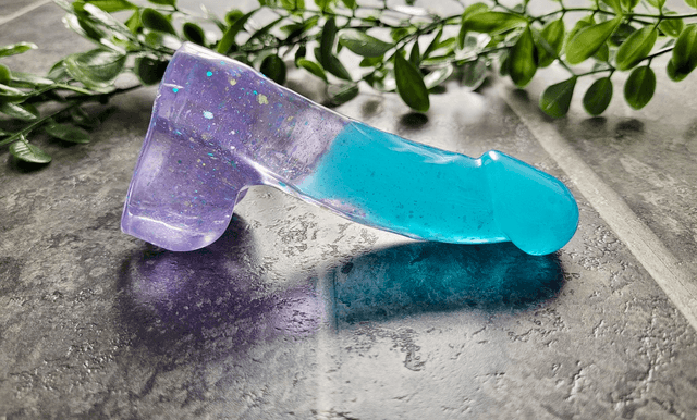 Penis Ornament - Lilac and Blue Teal Glitter - 12cm