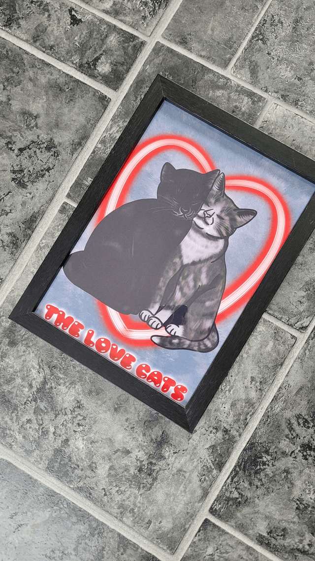 The Love Cats A4 Art Print – Textured Fine Art Paper (190gsm)
