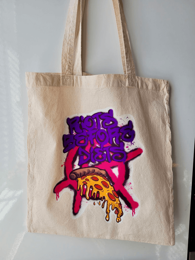 Riots Before Diets Pizza Punk Tote Bag