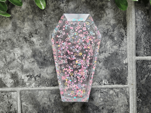 Coffin Trinket Box - Glitter Pastel Stars