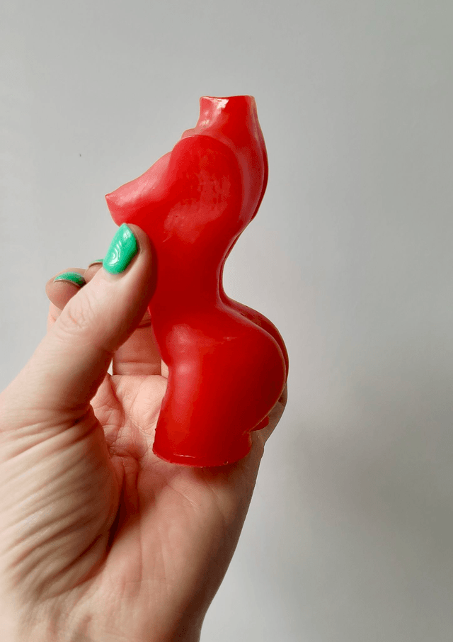 Female Body Ornament - Red & White Swirl