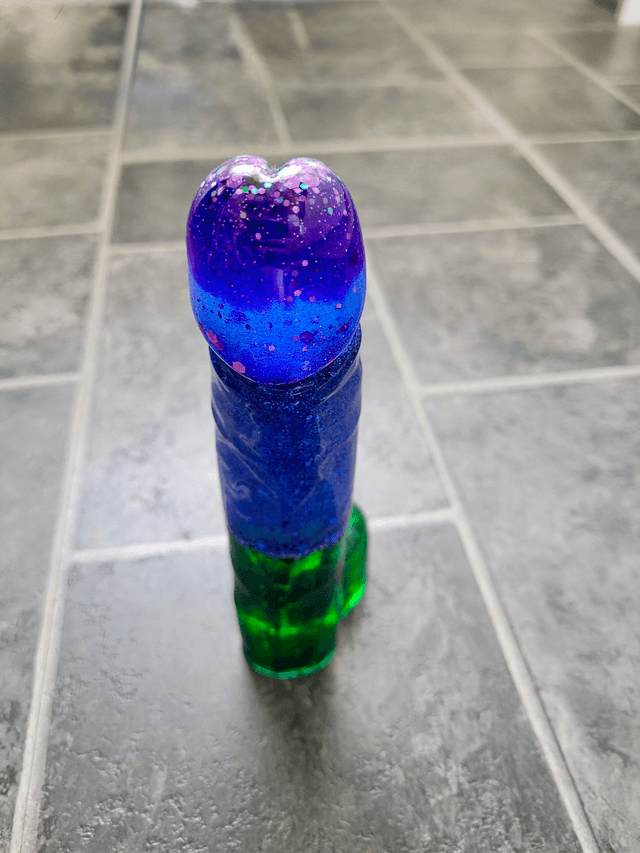 Penis Ornament -Blue and Green Glitter Split - Large - 17cm