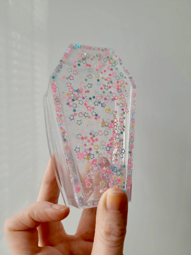 Coffin Trinket Box - Glitter Pastel Stars