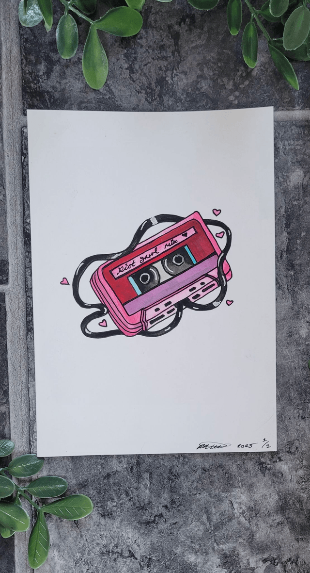 Original Watercolour Painting – A5 - Riot Grrrl Mix Tape
