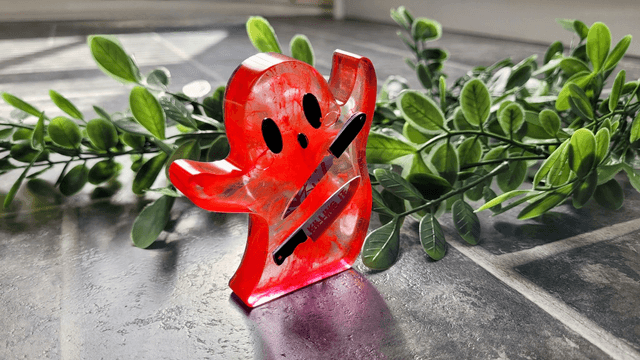 Ghost Ornament - ‘Killing It’ Bloody Horror Ghost with Knives