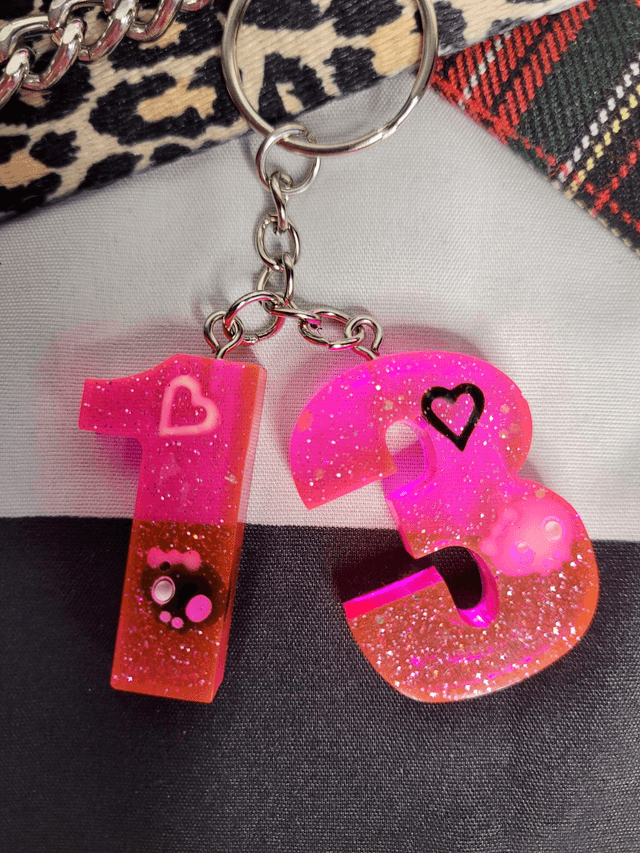 Lucky 13 Keyring – Pink & Glitter Skulls Keychain