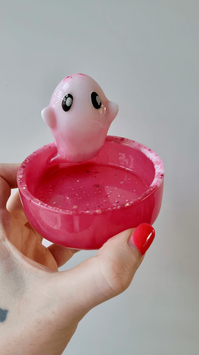 Ghost Trinket Tray Pots / LED candle tealight holder - Various Colours