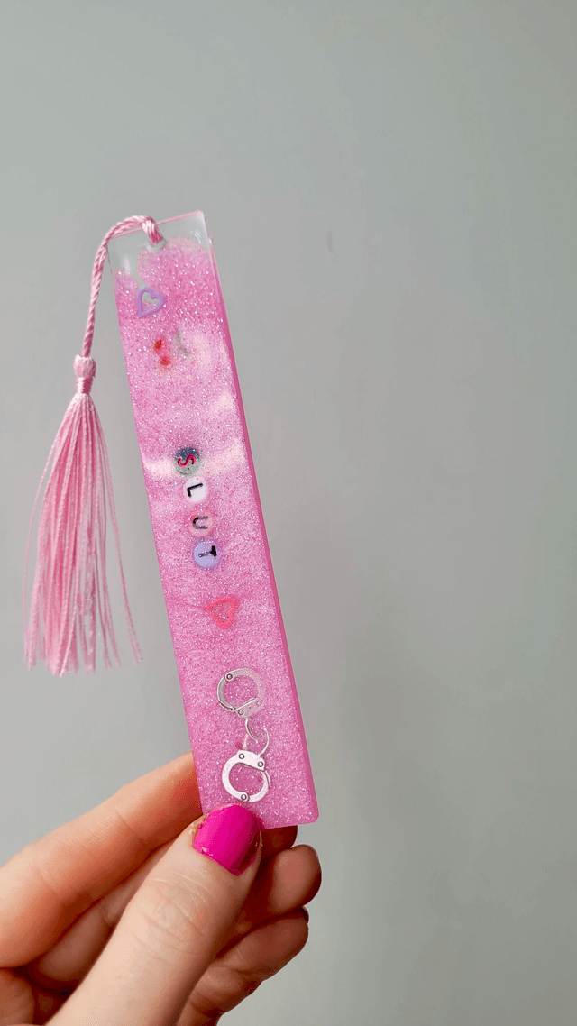 Bookmark - SLUT - Pink Glitter with Handcuffs
