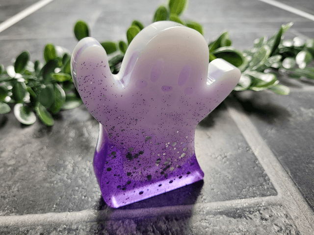 Ghost Ornament - Purple & White Glitter