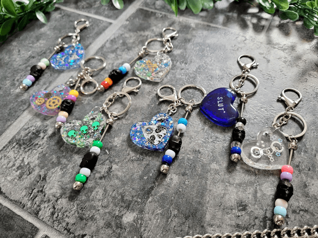Beaded Heart Keyrings - Various Keychains