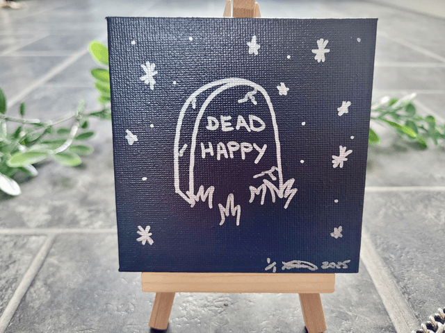 Original Mini Canvas Painting – Dead Happy Grave