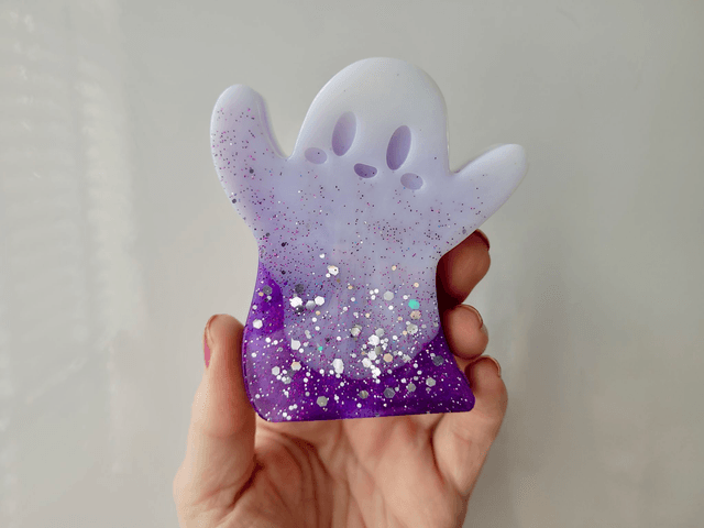 Ghost Ornament - Purple & White Glitter