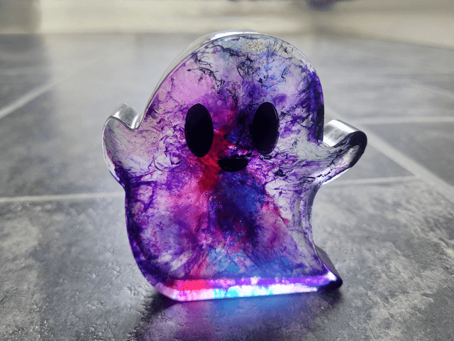 Ghost Ornament - Purple, Pink & Blue Swirl with Sparkles 