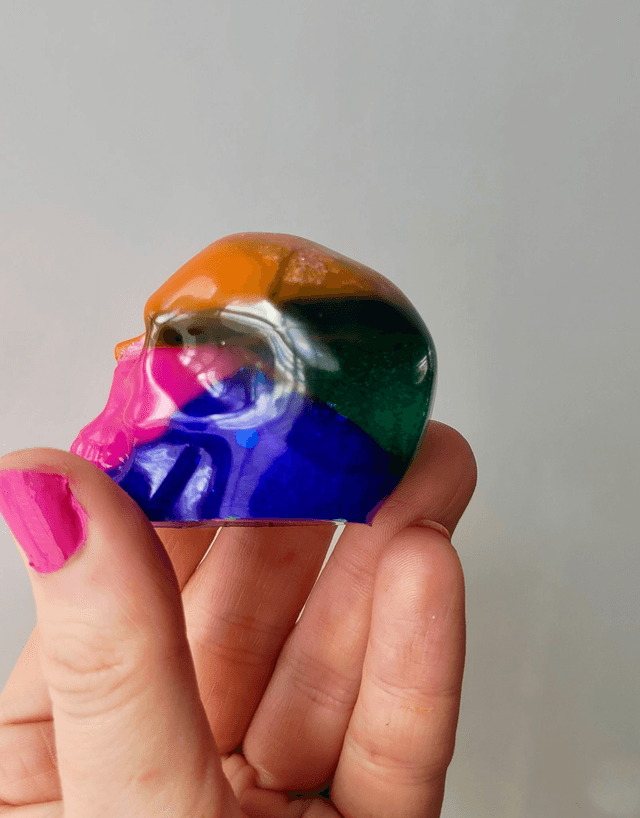 Skull Ornament - Medium - Multicoloured Rainbow Skull