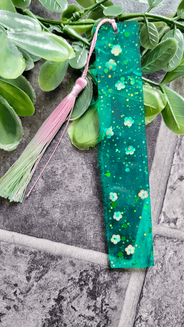 Green & Pink Floral Bookmark 