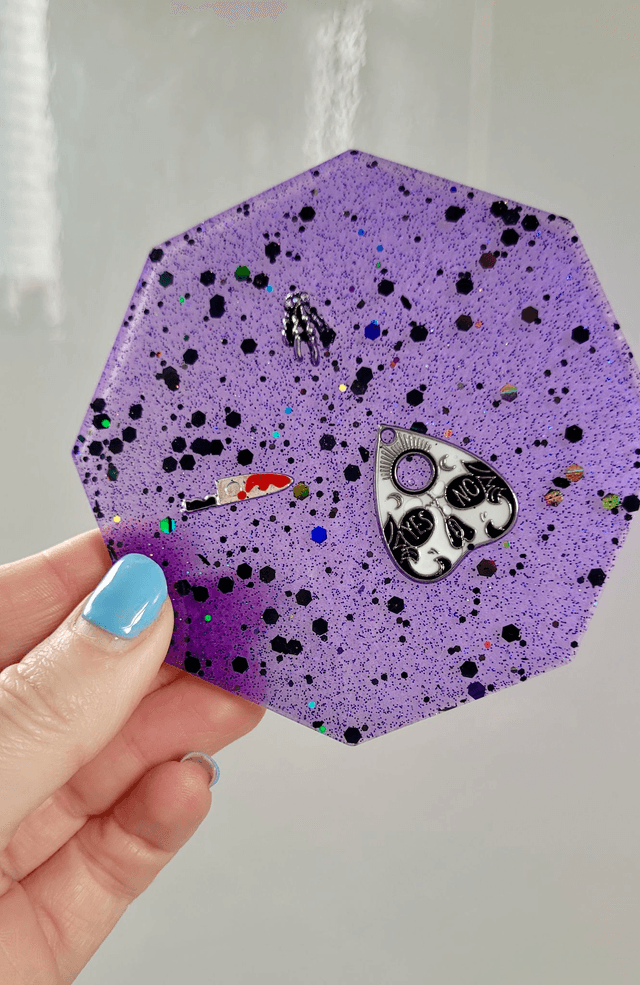 Coaster - Knife, Ouija Planchette, Skeleton, Horror Inspired Purple Coaster 