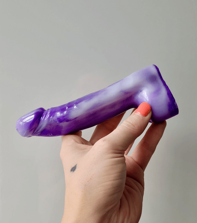 Penis Ornament -Purple & White Tie Dye Marble - Medium 15cm