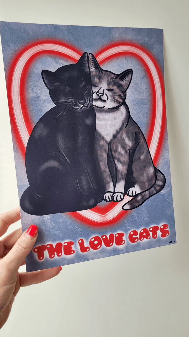 The Love Cats A4 Art Print – Textured Fine Art Paper (190gsm)