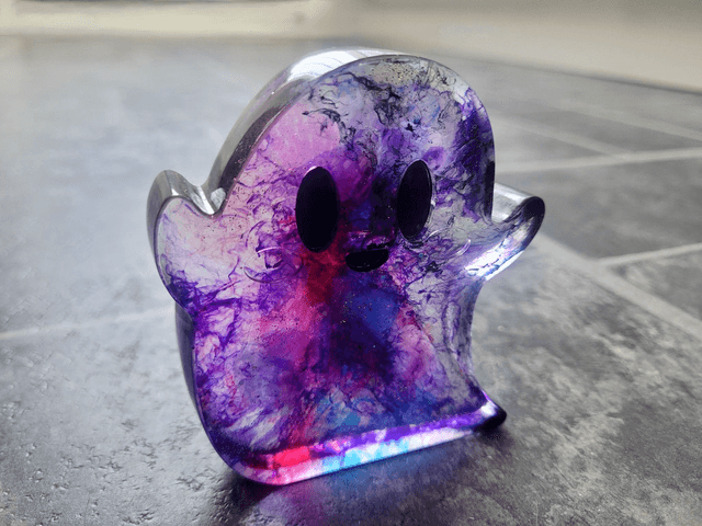 Ghost Ornament - Purple, Pink & Blue Swirl with Sparkles 