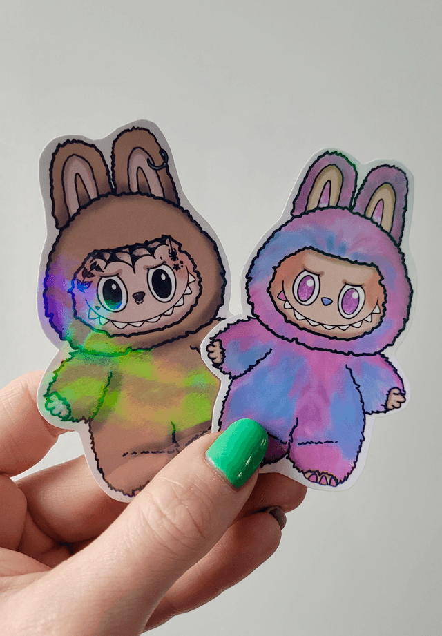 Labubu Sticker - Labubu Inspired Monster – Alt Fan Art Vinyl, Holographic Finish