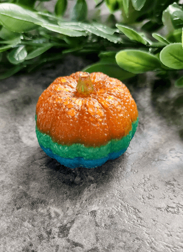 Orange, Blue and Green Glitter Striped Pumpkin - Medium